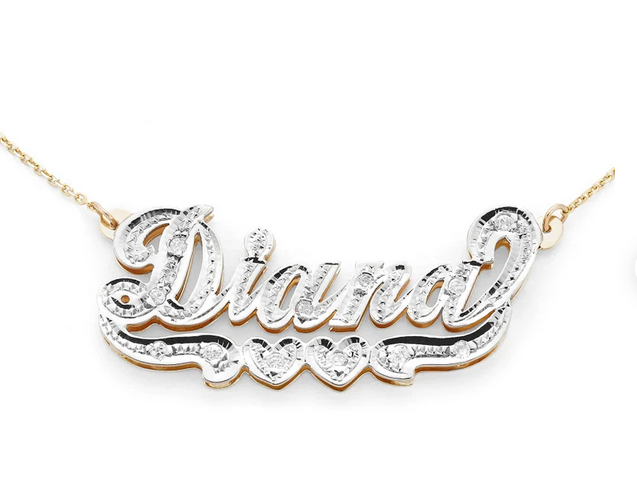 10k gold personalized name necklace 3d double plated