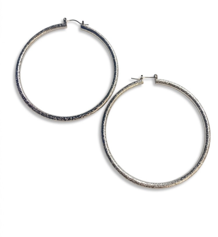 silver plated hoop earrings 2 1/4 " inch