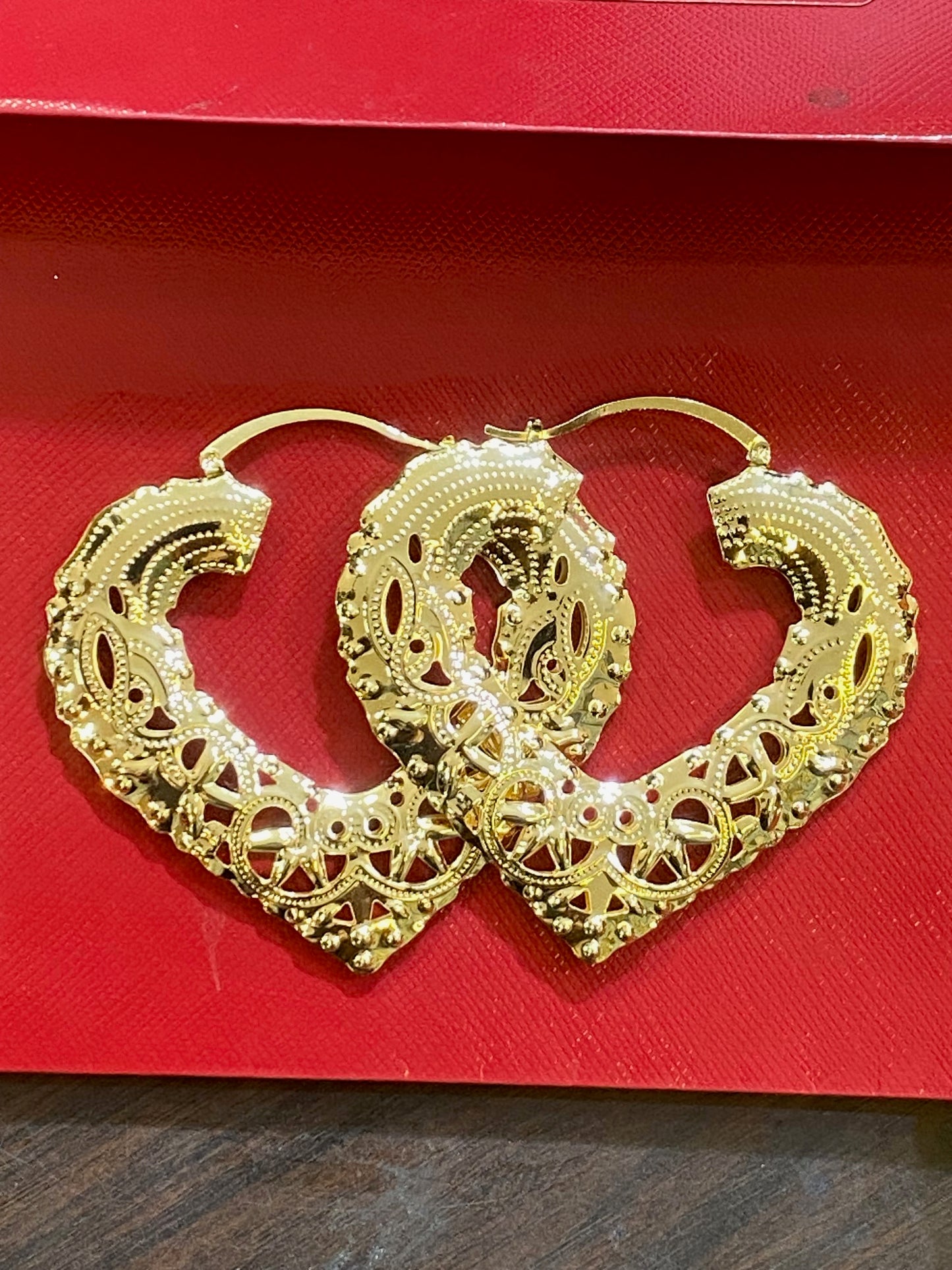 hoop earrings heart 3 inch /a2