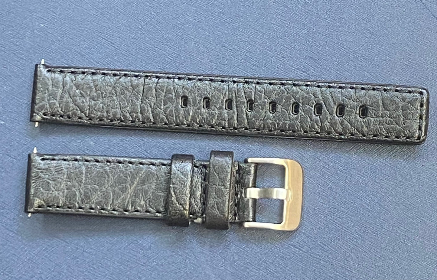 18mm Classic black Leather Watch Band Strap with pins