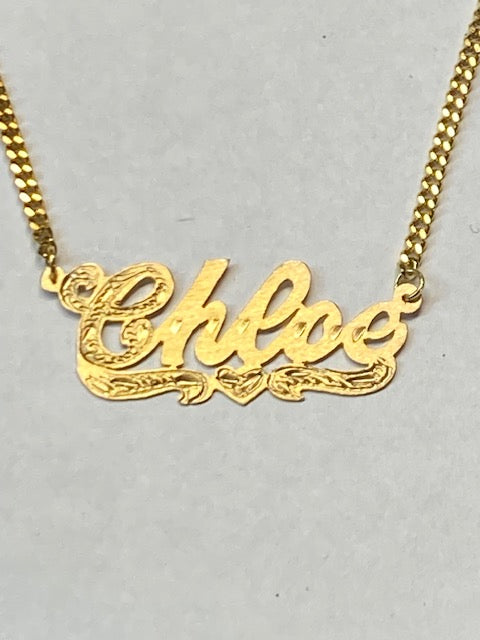 personalized name necklace with heart tail