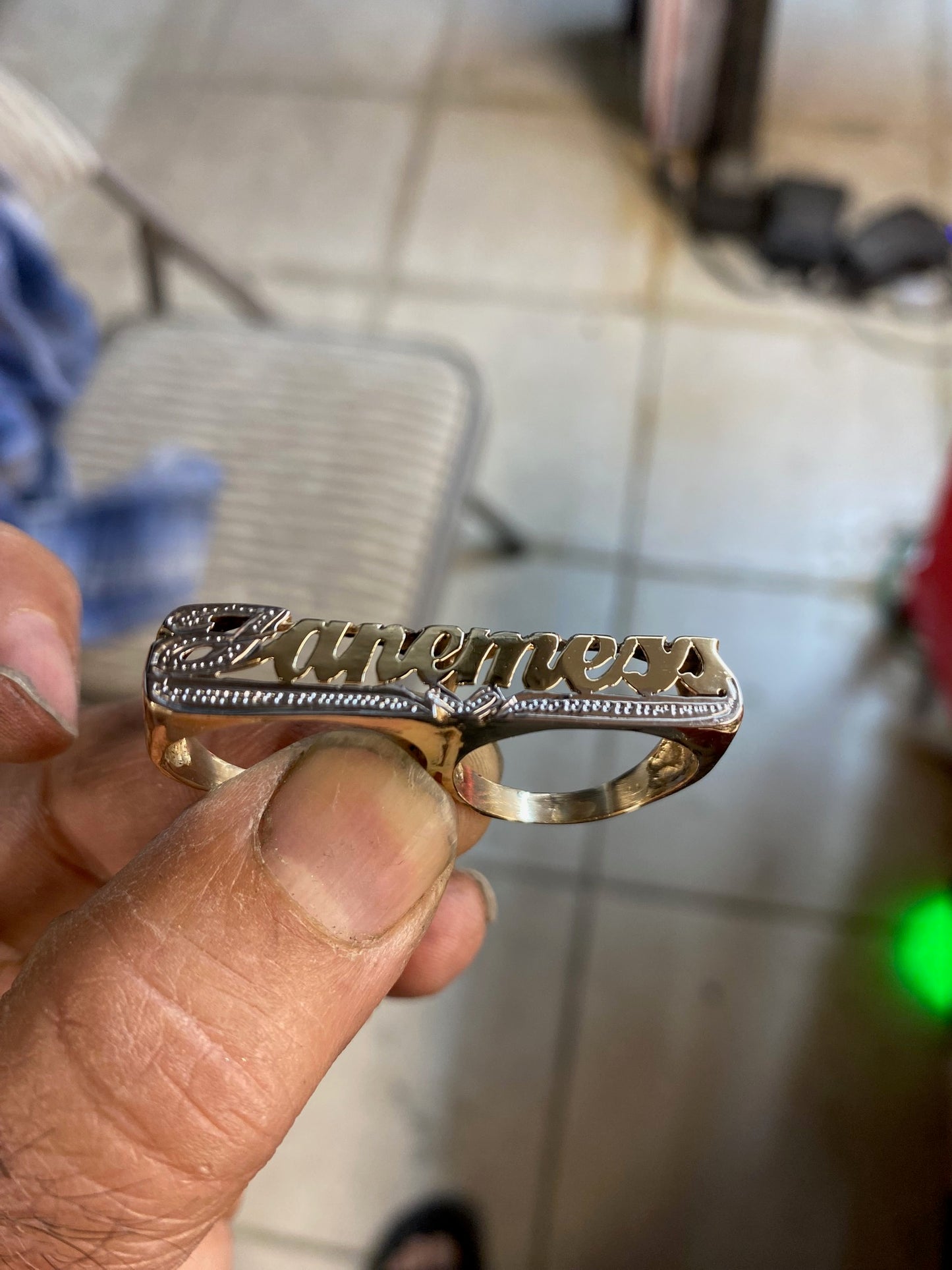 two finger name rings for ladys gold layer