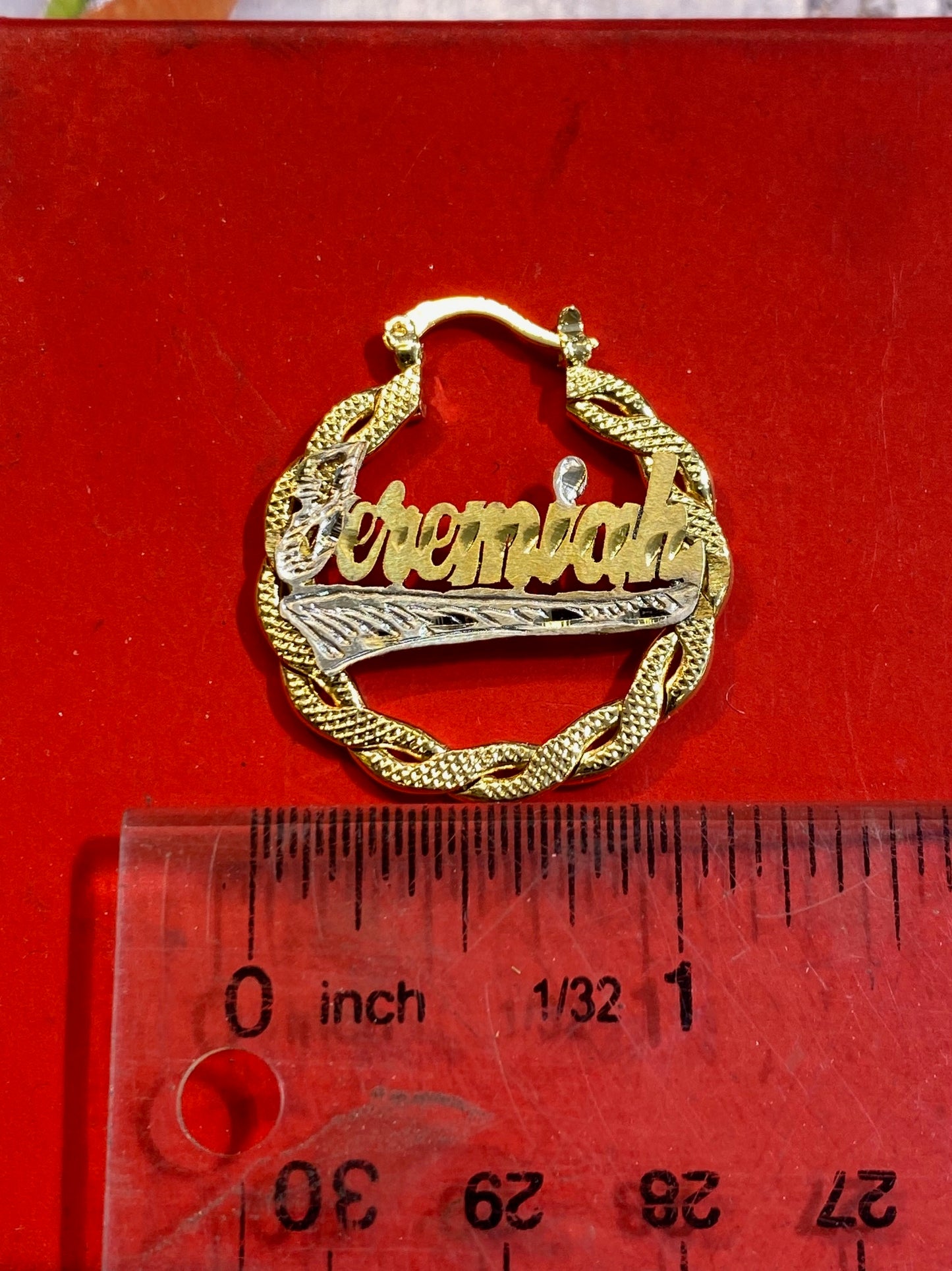 twisty personalized name hoop earrings 1 inches /style s