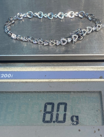 Women's Solid 925 Sterling Silver 7.5 Inch CZ Tennis Bracelet fancy /heart