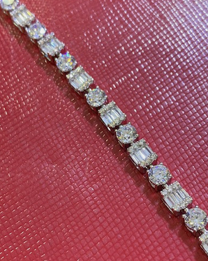 Women's Solid 925 Sterling Silver 7.5 Inch CZ Tennis Bracelet fancy /z7