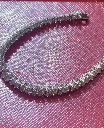 Women's Solid 925 Sterling Silver 7.5 Inch CZ Tennis Bracelet fancy /z8