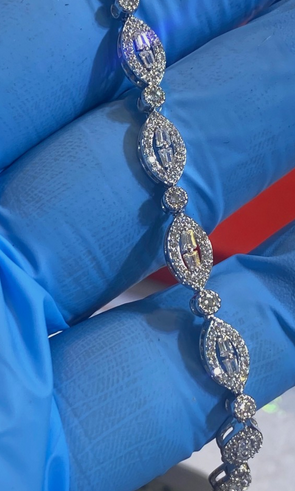 Women's Solid 925 Sterling Silver 7.5 Inch CZ Tennis Bracelet fancy /x1