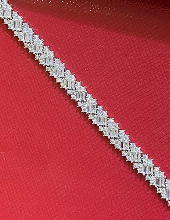 Women's Solid 925 Sterling Silver 7.5 Inch CZ Tennis Bracelet fancy /x6