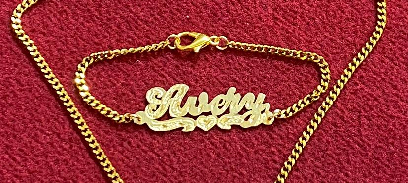 14K Gold Overlay Name Bracelet Personalized Cuban