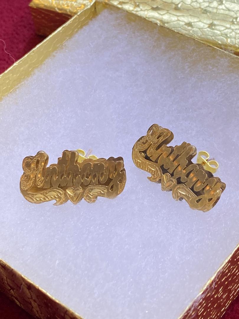 personalized name stud earrings 3D double plated