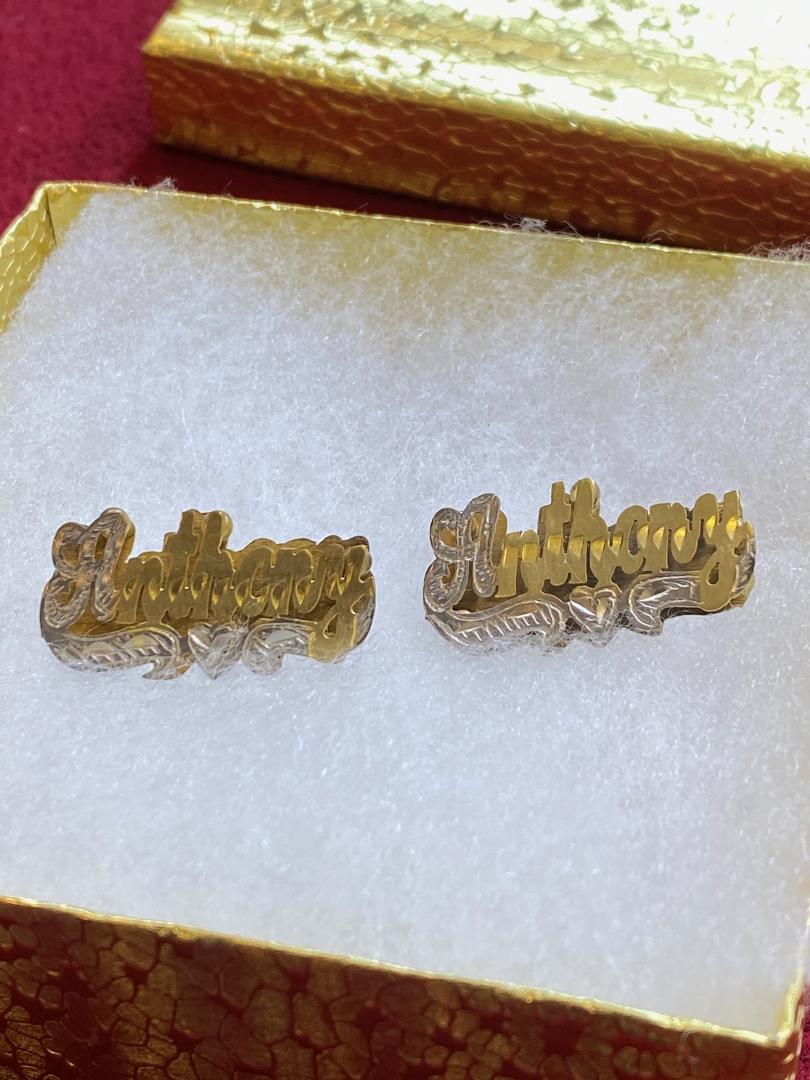 personalized name stud earrings 3D double plated