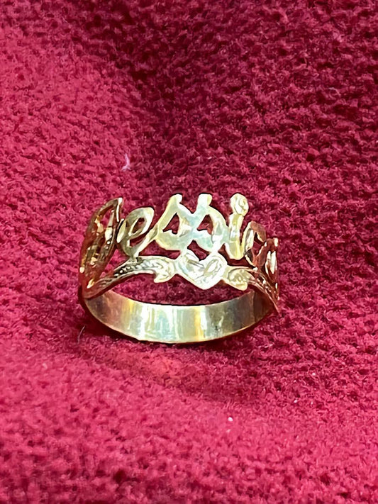 10k -14k-  gold overlay - silver- ANY Name Ring Personalized round ring single plate