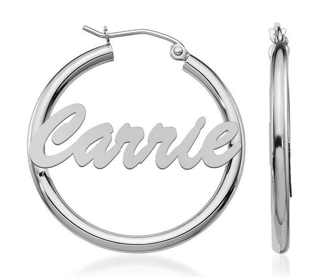 Personalized Hoop Silver Earrings – Custom Name Hoops Gift for Women limited time