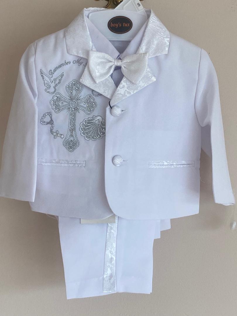 Baby Toddler Boys Easter Christening Baptism Tuxedo Suits White Cross small to 4t