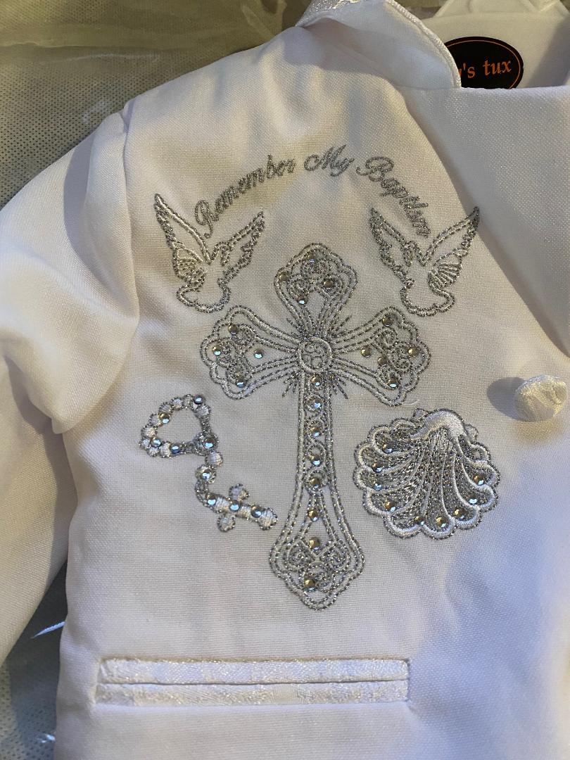 Baby Toddler Boys Easter Christening Baptism Tuxedo Suits White Cross small to 4t