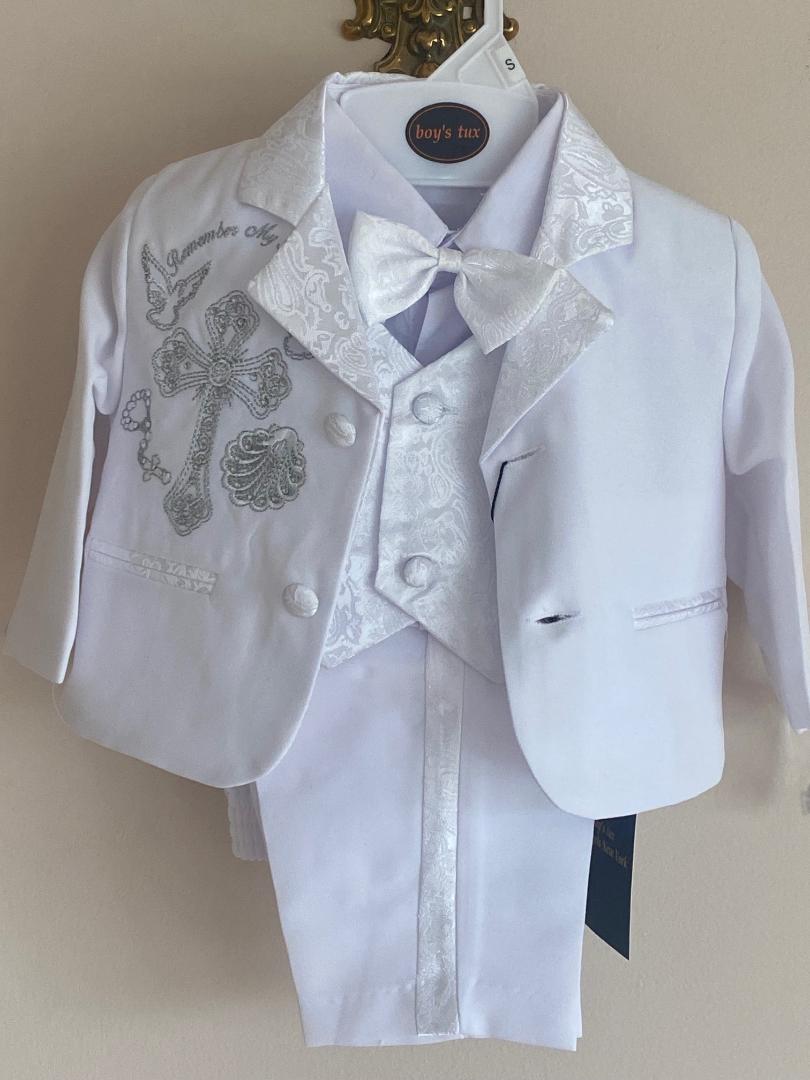 Baby Toddler Boys Easter Christening Baptism Tuxedo Suits White Cross small to 4t