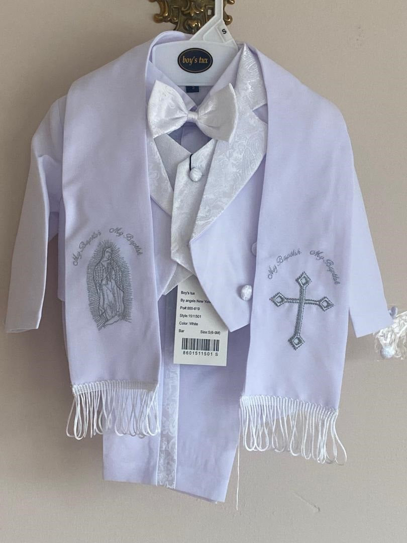 Baby Toddler Boys Easter Christening Baptism Tuxedo Suits White Cross small to 4t