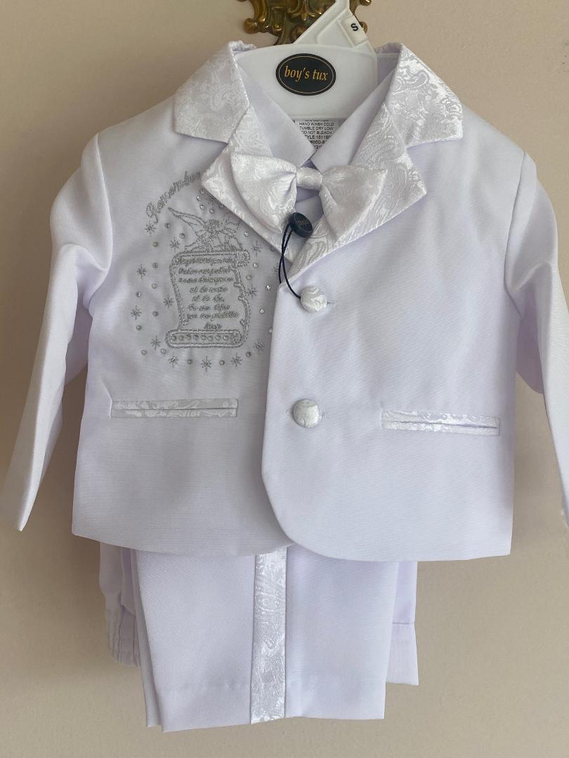Baby Toddler Boys Easter Christening Baptism Tuxedo Suits White Cross small to 4t