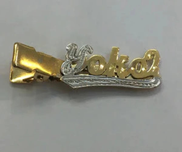 14k Gold Plate Personalized Any Name Single Plate Nameplate Hair Clip/Accessories