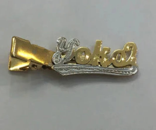 14k Gold Plate Personalized Any Name Single Plate Nameplate Hair Clip/Accessories