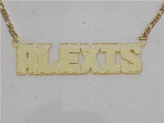 14k Gold Plate Personalized Any Block Letter Name Single Plate Nameplate Necklace