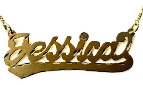 14k Gold Plate Personalized Any  Letter Name Single Plate Nameplate Necklace