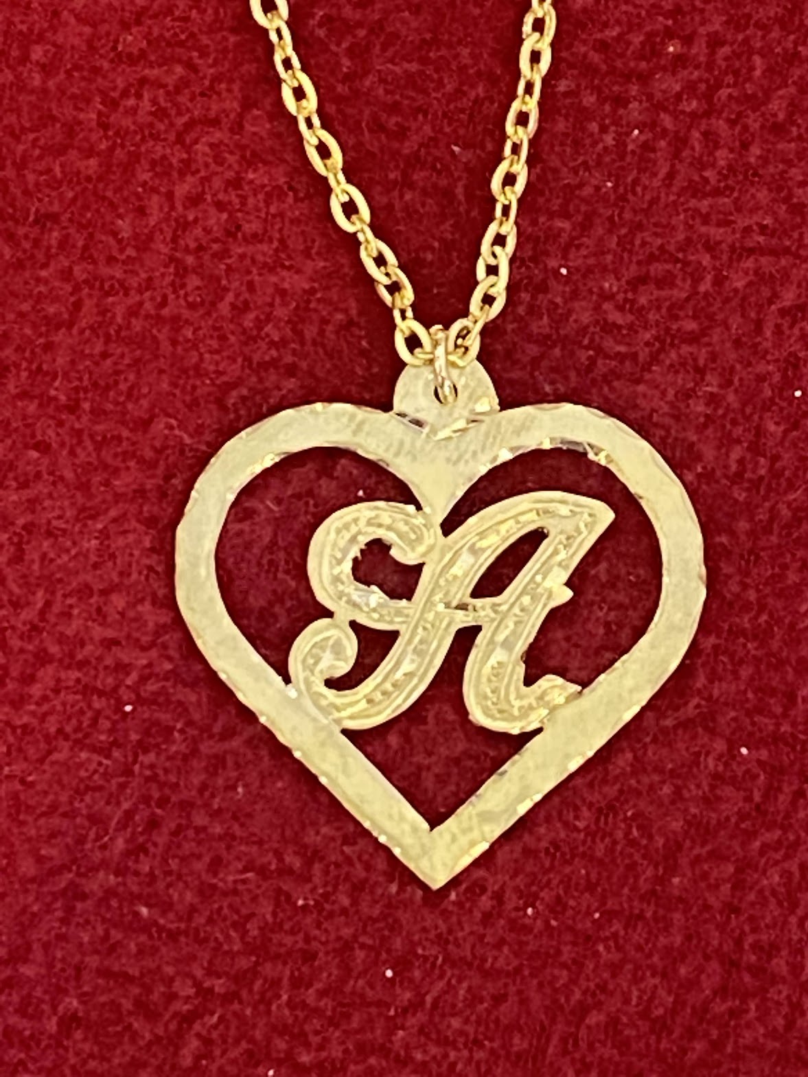 Personalized 14k Gold Overlay Single Plate Any Name Plate INITIAL HEART