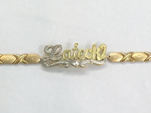14K gold overlay Name XOXO Bracelet Name plate Personalized  C1