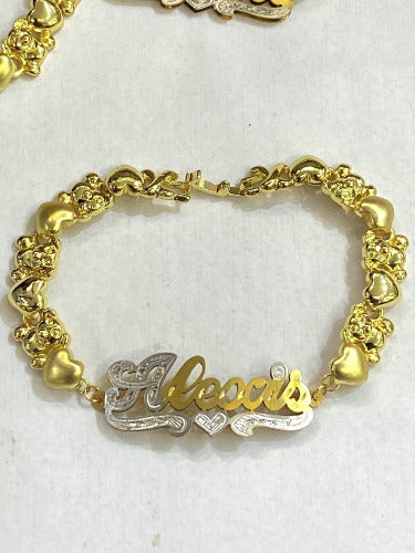 GP Double Name Plate xoxo bracelet Personalized /teddy bear