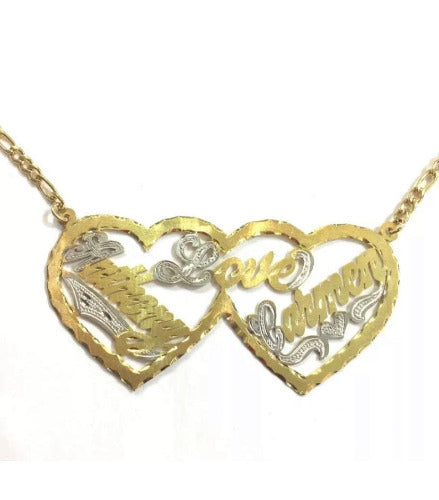 personalized name necklace chain two name in heart
