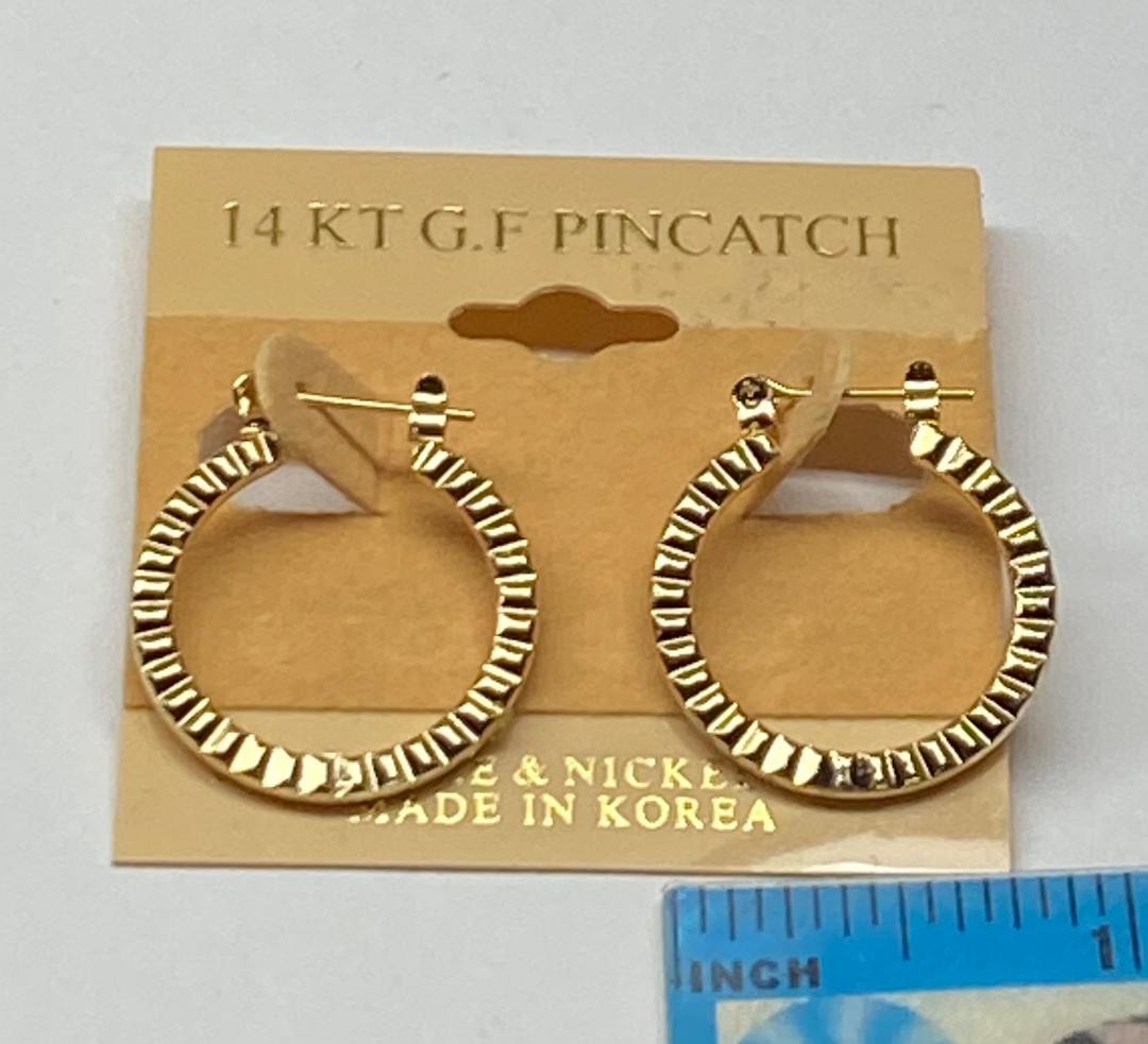 14 K Gold Filed Pincatch Earrings 1" /a1