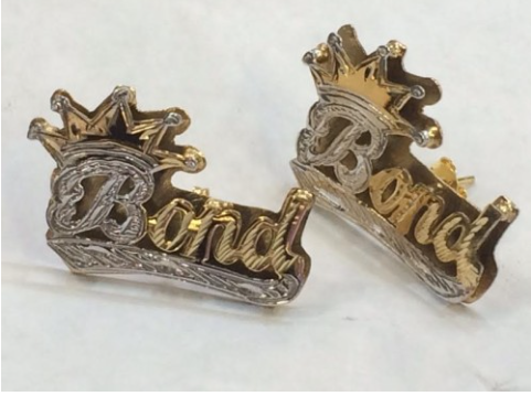 personalized name stud earrings / crown