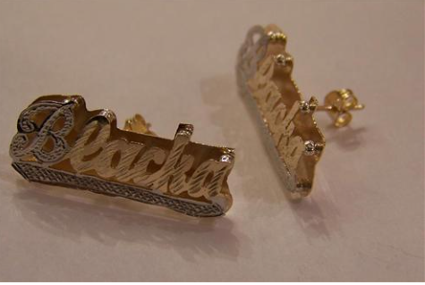 personalized name stud earrings /a4