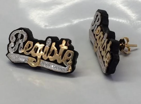 personalized name stuid earrings with color onyx