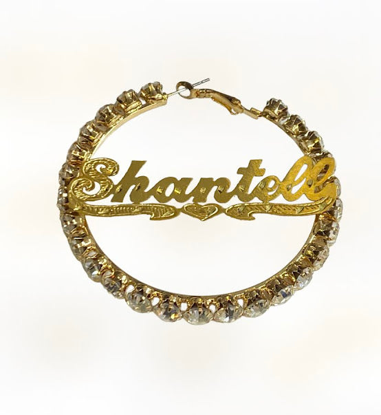 cz stone personalized hoop name earrings