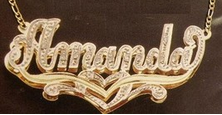 Personalized 3D Double Plate Name Necklace – Pavé Script Custom Gold Nameplate /z6