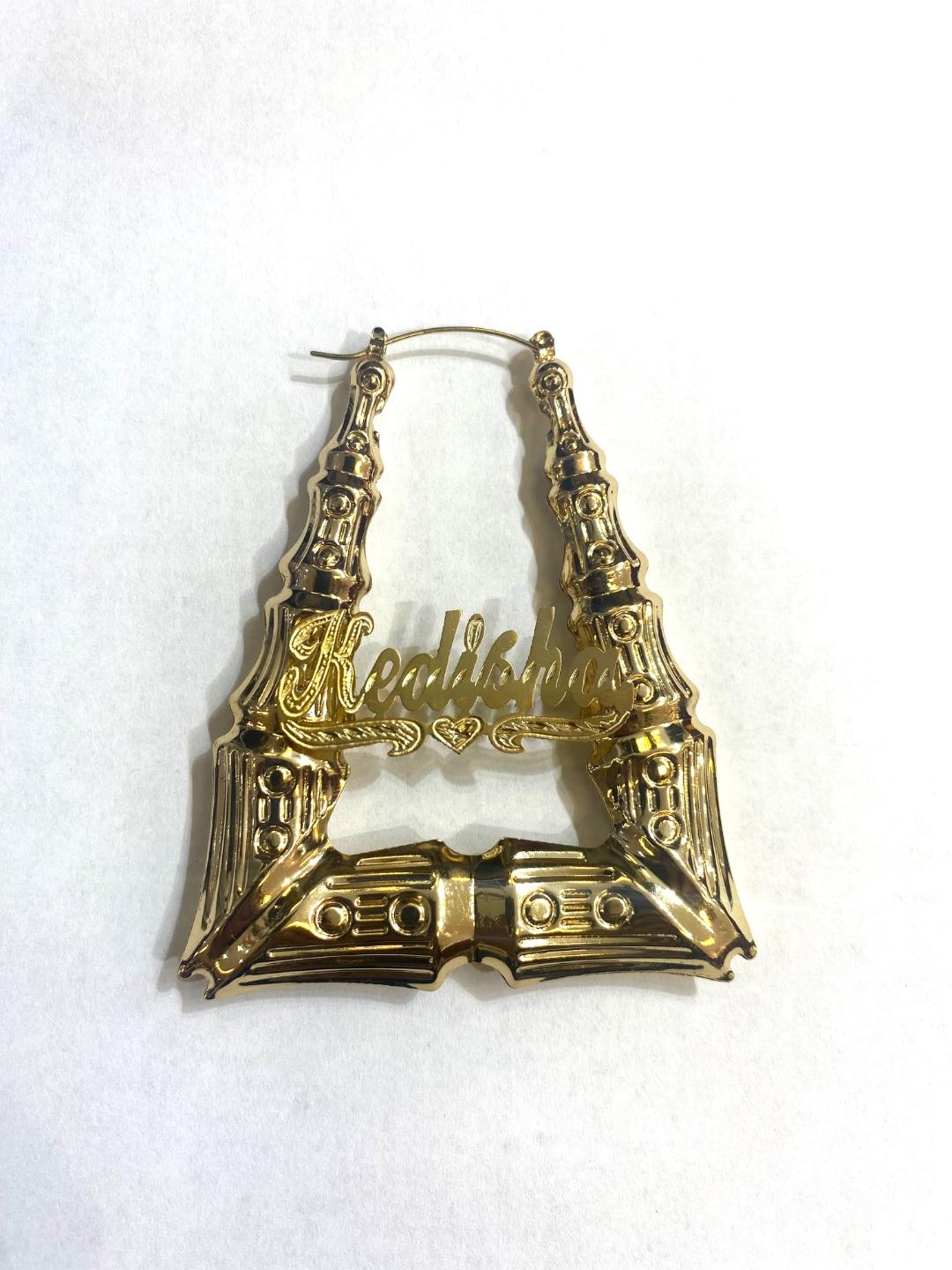 personalized bamboo name earrings door knocker 2" or 3"