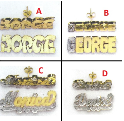 personalized 3d double stud name earrings /a1