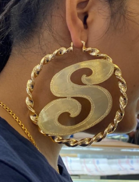 personalized name earring twisty with initial 2" 0r 3" or 4"