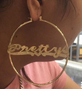 personalized hoop name earrings plain 3/4" or 1" or 1 1/2"or 2" or 2 1/2" or 3" or 4"