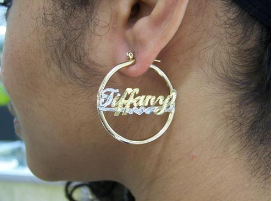 personalized hoop name earrings plain 3/4" or 1" or 1 1/2"or 2" or 2 1/2" or 3" or 4"