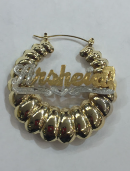 Personalized Bamboo hoop 2" inch Name Earrings shrimp
