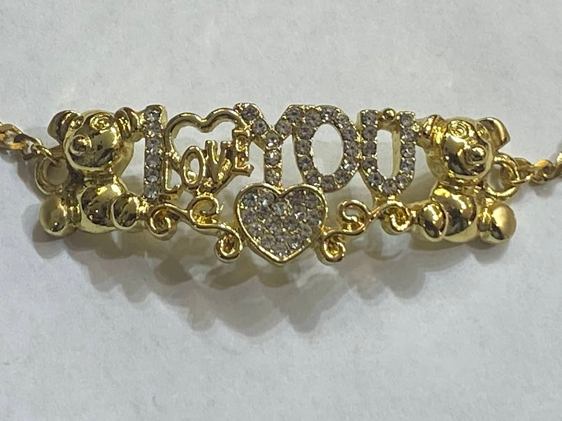 bracelet with teddy bear and i love you no personalized