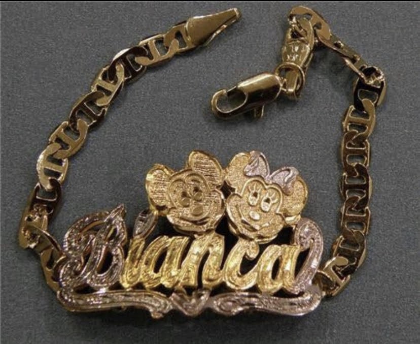 personalized 3d name bracelet with two pic