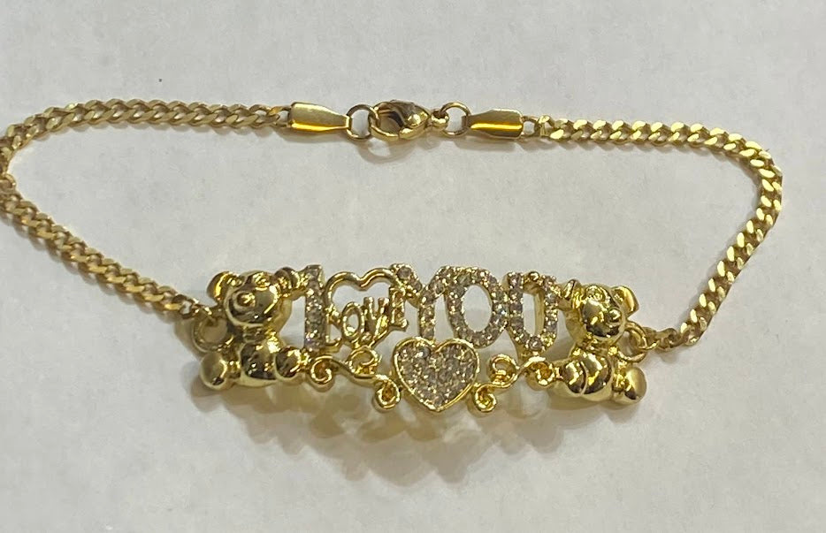 bracelet with teddy bear and i love you no personalized
