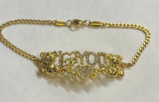 bracelet with teddy bear and i love you no personalized