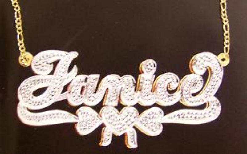 “custom 3D double plate name necklace real gold”