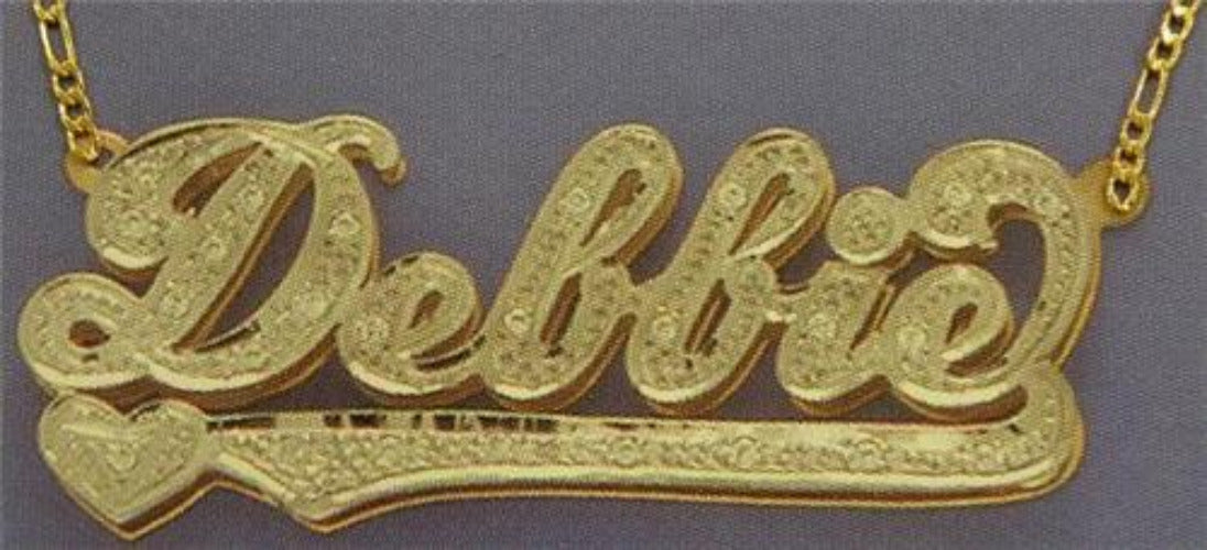 personalized 3d double plate name necklace pave script gold custom jewelry