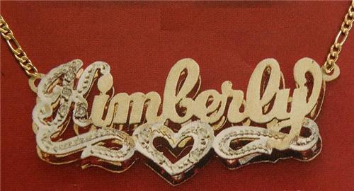 personalized 3d double plate name necklace pave script gold custom nameplate