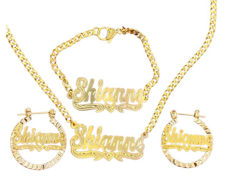 “personalized baby name jewelry set gold”